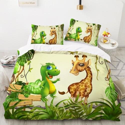 Cartoon bedding double bed Duvet cover 140x200 Bed linen 2 people Bedding for Baby children Boy Bed Set Dinosaur jurassic park