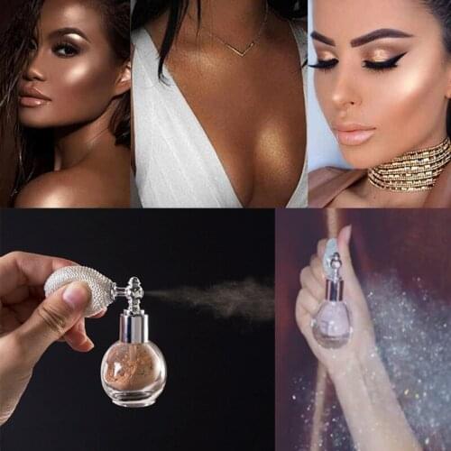 Highlighter Powder Spray Glitter High Gloss Spray Shimmer Sparkle Powder Makeup Spray for Face Body Cosmetic