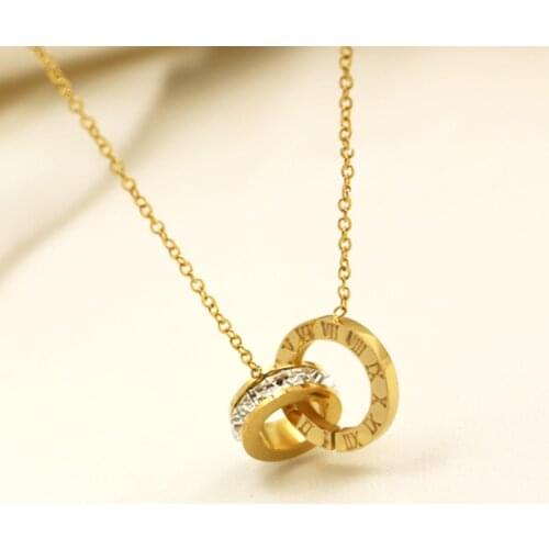 Luxury Famous Brand Jewelry Gold Stainless Steel Roman numerals necklace & pendant Female Charm necklace For Women