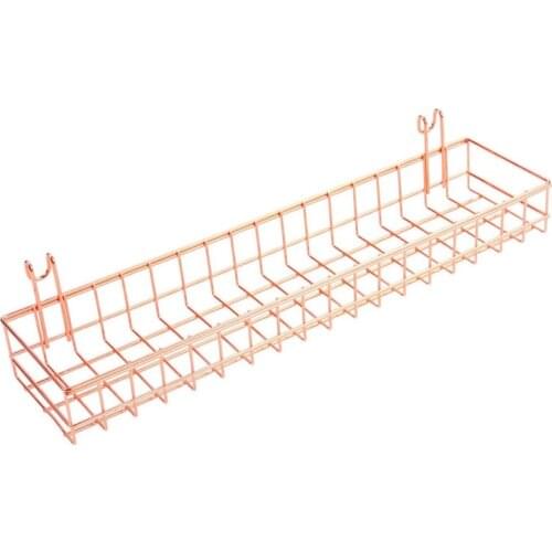 Rose Gold Grid Wall Basket Wire Wall Shelf for Grid Panel Easy Hanging Tray for Cute Things on Your Grid Wall Storage Display CN