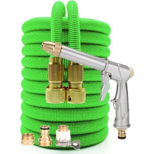 High Pressure Washer Garden Water Hose With Metal Nozzle Gun Lightweight Wear-Resistant Expandable Magic Hose Pipe Garden Tools