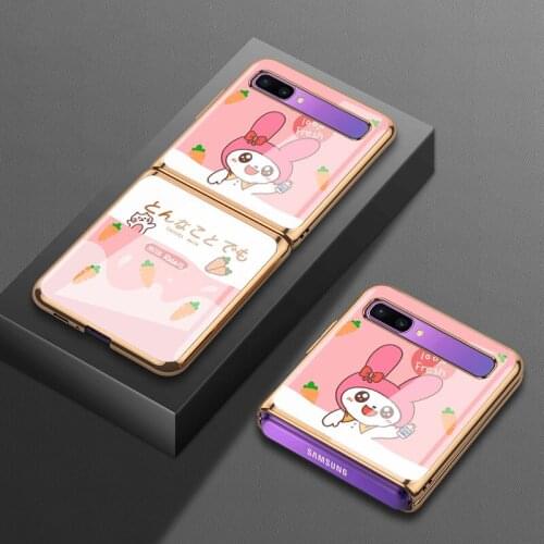 Cute Case Cover for Samsung Z Flip Glass Phone Case F700n Protective Back Cover 5g Folding F7070 Electroplating Anti Falling