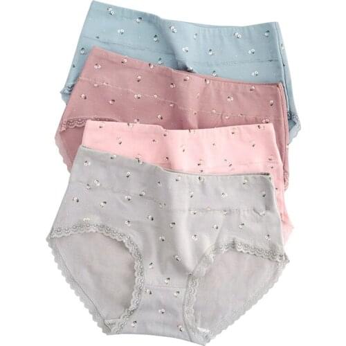 Womens Panties Cotton Sexy lingerie Briefs Lace Decrate 3 Pieces/lot Pluse Size M to XXL