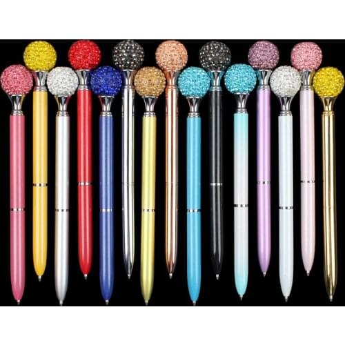 High QUALITY Ballpoint Crystal Pen Round Colored Diamonds Metal Material Beautiful Pen 0.7mm Student Stationery Gift