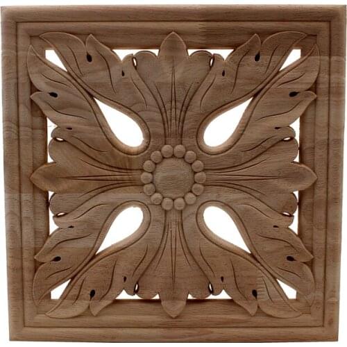 VZLX Simple Vintage Wood Carved Decal Corner Onlay Applique Frame Furniture Wall Unpainted for Home Cabinet Door Decor Craft