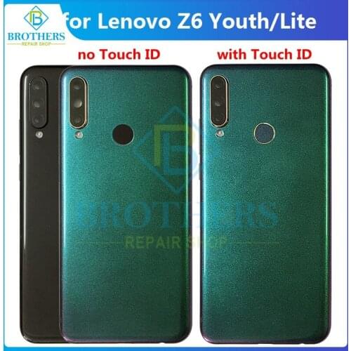 Back Cover for Lenovo Z6 Youth Z6 Lite Battery Housing Door Z6Lite Rear Case with Camera Glass Power Volume Buttons Fingerprint