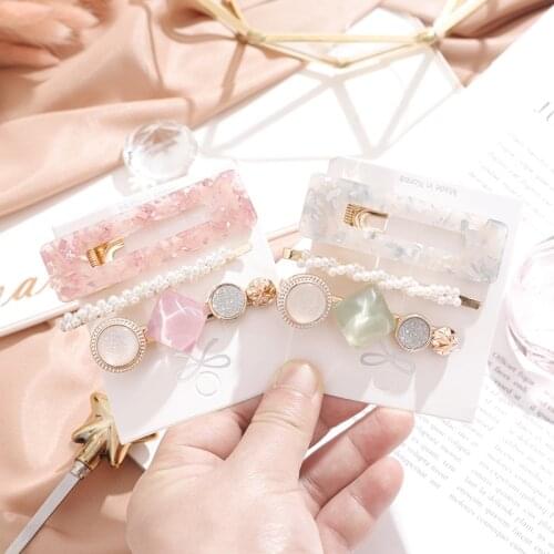 Pearl Rhinestone Hair Clip Girls Snap Hair Barrette Stick Hairpin Hair Styling Accessories For Women Girl 2021 New Fashion Women