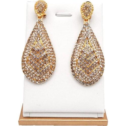 Drop earrings dubai gold color for women water drop long earrings for girl fashion earrings set nigerian wedding earrings