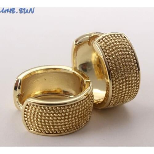 MHS.SUN Newest Fashion Women Hoop Earrings Copper Ear Jewelry Vintage Gold Color Lady Earrings For Party Gift 1Pair High Quality