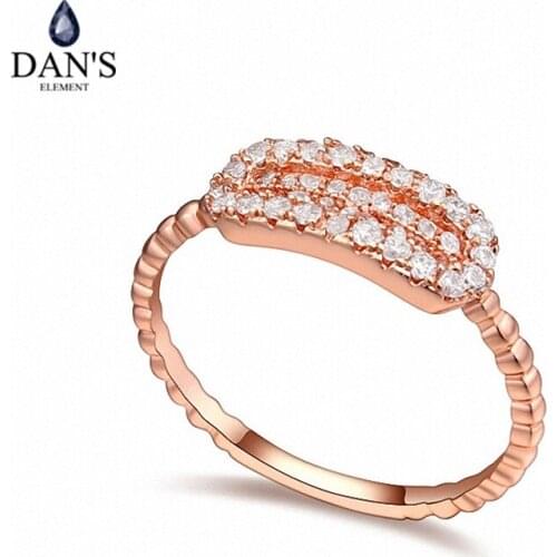 DANS Real Austrian Crystals Brand AAA Zirconia Micro Inlays Fashion Ring for women New Geometric 109042rose