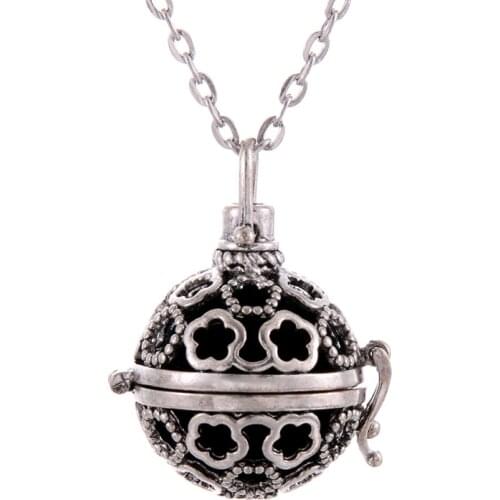 Flower shape 1pc Hollow Cage Filigree Ball Box Diffuser Necklace Locket Pendants For DIY Perfume Essential Oil Jewelry Findings