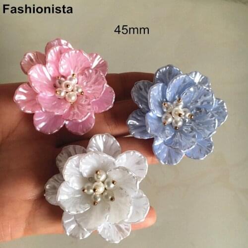 10 pcs - Large Plastic Flowers For Decor 45mm Blue Pink White 3D Acrylic Flowers Handmade 3D Flowers For DIY Crafts -X
