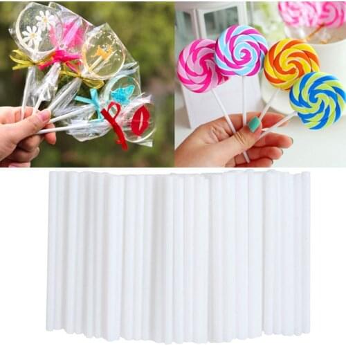 100pcs Plastic Eco-friendly Lollipop Sticks Cake Pop Sticks Chocolate Sugar DIY Maker Tool Candy Making Mould White