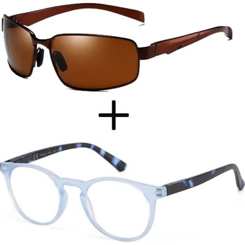 2Pcs!!! Round Comfortable Frame Ultralight Reading Glasses for Men Women and Alloy Sports Polarized Sunglasses Outdoor