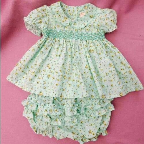 2021 summer baby girl vintage Spanish floral princess dress kids casual puff sleeve smaocking birthday party dress
