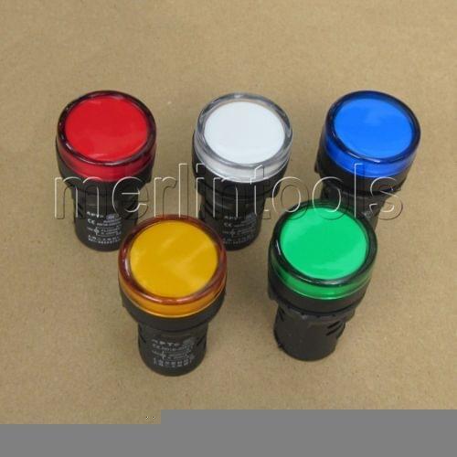 5Pcs 24V LED Indicator Pilot Signal Light Lamp Red Green Blue Yellow White