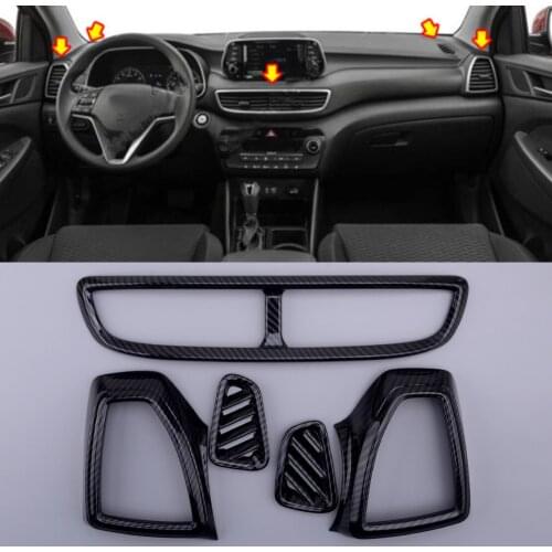 5Pcs ABS Carbon Fiber Style Car Console Dashboard Air Outlet Cover Trim Fit For Hyundai Tucson 2019 2020