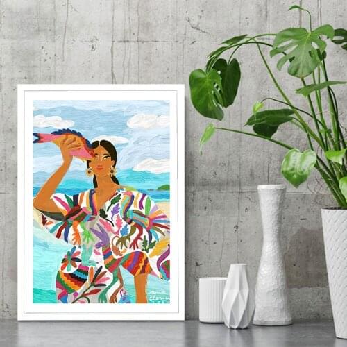 Abstract Color Mexican Woman Decorative Painting Wall Art Poster Decorative Picture For Living Room Bedroom Home Decor