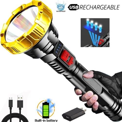 8000lm Rechargeable Long-Range Flashlight Household Outdoor Portable Lamp LED Lantern Torch With Power Display for Fishing