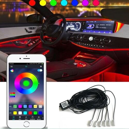 App car atmosphere lights Fiber optic interior light colorful cold RF wireless remote mobile phone control decorative lamp decor