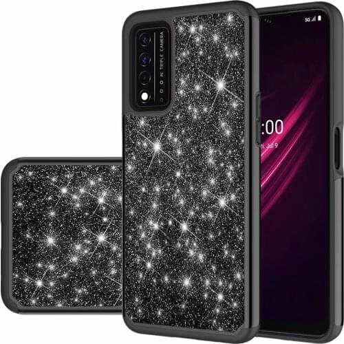 Glitter Sparkle Bling Shiny Shock Absorption Full Body Protective Anti-Scratch Tough Armor Phone case for T-Mobile REVVL V+5G