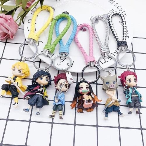 Devils Blade Anime Manga Kawaii Model Key Chain Demon Slayer Kimetsu No Yaiba Action Figure Keyring Model Toys Decoration