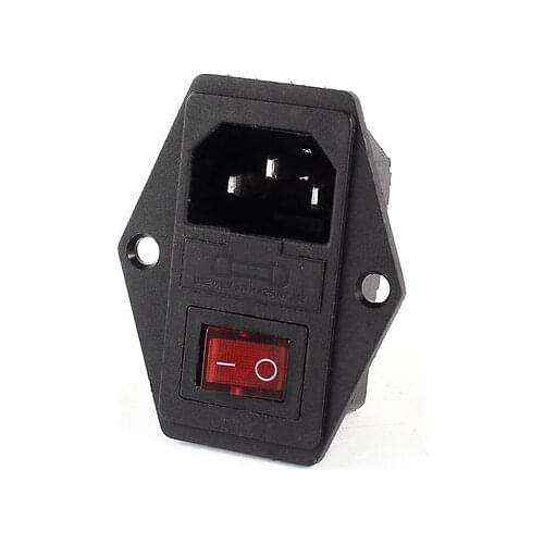 Black IEC320 C14 Inlet Module Plug Switch Male Power Socket w 3-Pin Switch