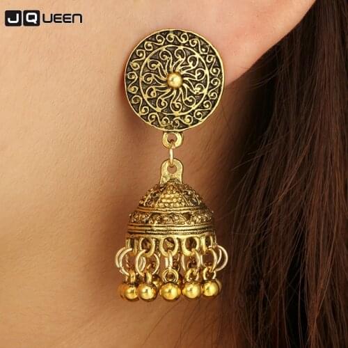 Gypsy Jewelry Retro Ethnic Indian Jhumka Small Bells Beads Drop Tassel Earrings for Women Bohemian Pendiente Party Gift