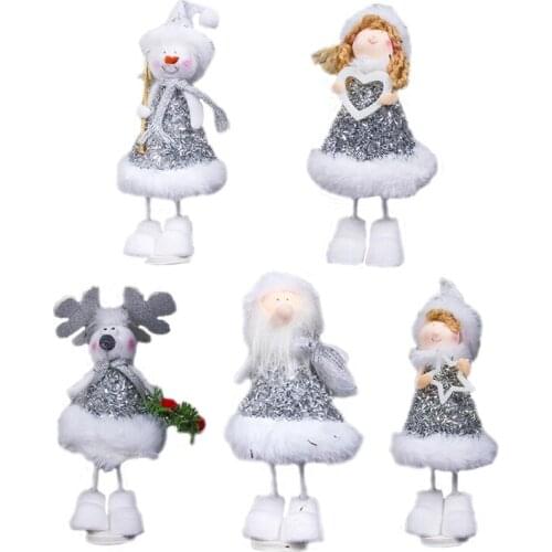 E56C Christmas Element Doll Pendant Cute Cartoon Santa Snowman Reindeer Xmas Hanging