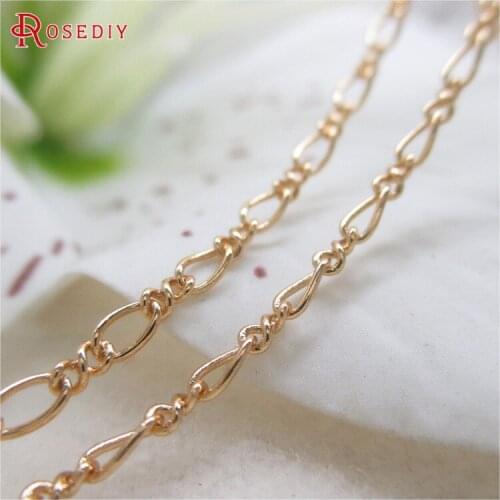 F620)2 Meters Width 2.1mm 24K Champagne Gold Color Copper Figaro Chains Necklace Chains High Quality Findings Accessories