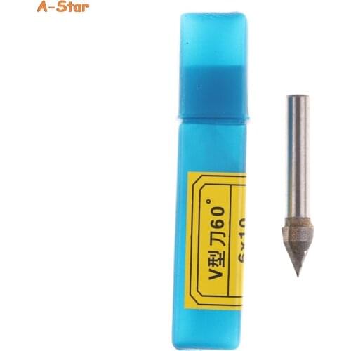 6x10mm Tungsten Steel 60 Degree V Groove Bit CNC Router 1/4" Shank Engraving Wood Working Tool