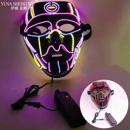 Halloween LED Mask EL Colorful Monster Masks DJ Night Party Costume Supplies Light Up Horror Masks Glow In Dark For Men Women