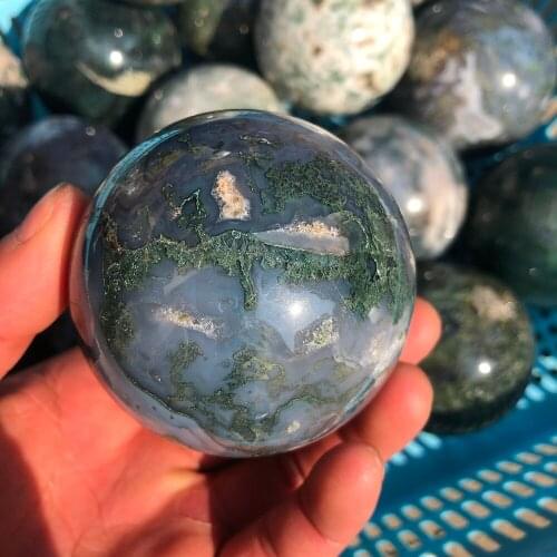 1pcs Seagrass agate crystal ball heals healing energy