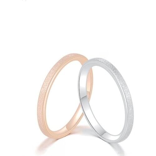 2mm Stainless Steel Scrub Thin Ring Simple Rose Gold/Gold/Silver Color Wedding Rings For Women Couple Fashion Jewelry Gift