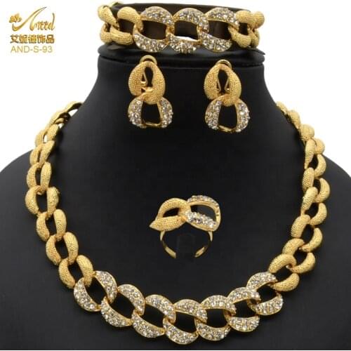 Jewelery Necklace Set African Dubai Luxury Wedding Bridal Womens Gold Hawaiian Party Sets Torus Big Earrings Rings Turkey 24K