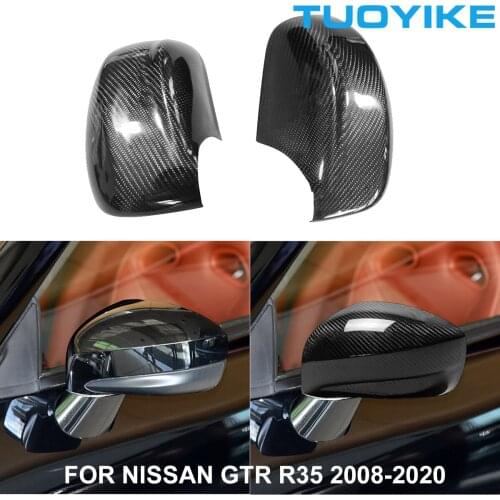 LHD RHD Car Real Carbon Fiber Steering Wheel Dashboard Rearview Mirror Cover Cap Shell Sticker Trim For Nissan GTR R35 2008-2020