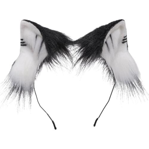 Q1QA Cute Fur Cat Ears Hair Hoops Night Party Club Cosplay Hairclip Hairhoop Headbands Hair Accessories for Boy Girls