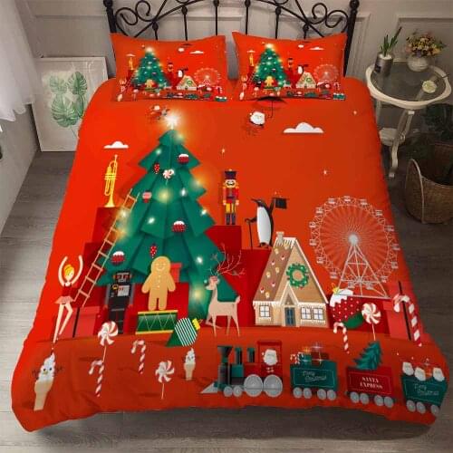 3D Christmas series duvet cover set, printed Christmas tree and Christmas clothes, 100% microfiber home bedding 3 pieces set
