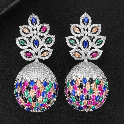 Bride Talk New Design Pineapple Shape Women Earrings Cubic Zirconia Multicolor Crystal Luxury Shiny Jewelry For Wedding Dating