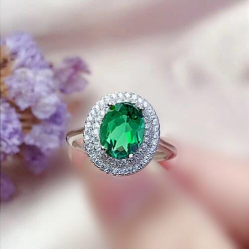 New High-Grade Green Tourmaline Ring Massive Full Zircon Inlaid Resizable Big SemiStone Ring Rose Gold Plated For Wedding Party
