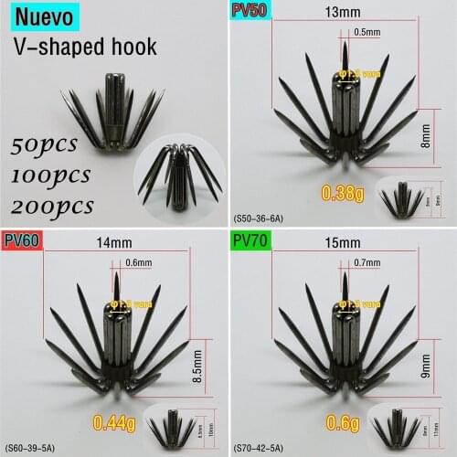 New V-shaped squid hook PV 50pcs 100pcs 200pcs Stainless steel Triangle Tapered Calamari fishhook Fishing bait accessories Jig