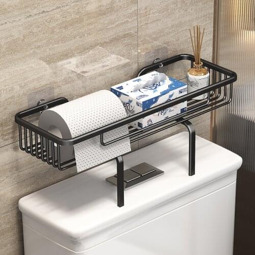 Bathroom Above The Toilet Rack Wall mounted Multi-function Punch-free Storage Shelf Shampoo Shower Gel Rack Bathroom Accessories