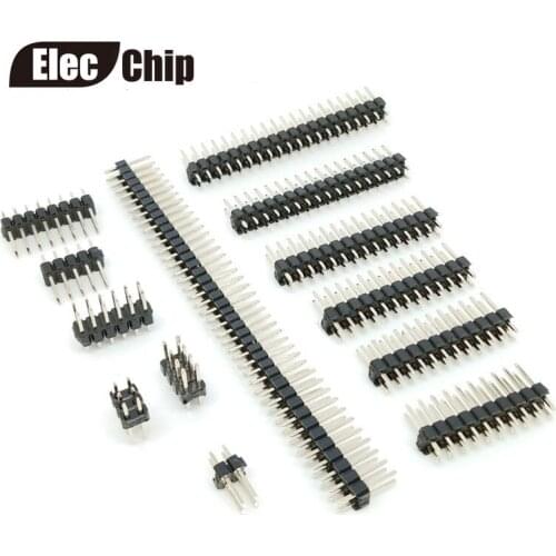 50PCS Gold Plated Pitch 2.54mm 2X2P/3/4/5/12/13/15/16/17/18/20/40P Double Row Male Pin Header Strip Straight Needle Connector