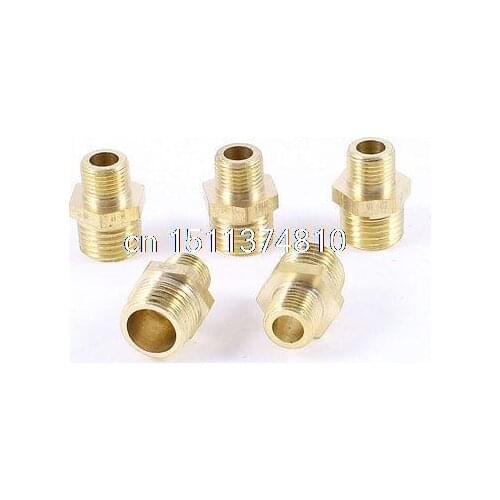 5PCS 1/8" PT x 1/4" PT Male Thread Straight Air Hose Quick Adapter Hex Nipple