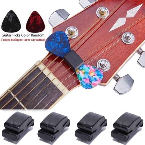 3Pcs/set 1pcs Rubber Pick Holder with 2Pcs Guitar Picks Black Rubber Guitar Pick Holder Fix on Headstock for Guitar Bass Ukulele