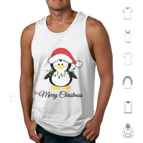Christmas Penguin Tank Tops Vest Sleeveless Santa Penguin Santa Penguin Adorable Penguin Cute Adorable Animal Animals