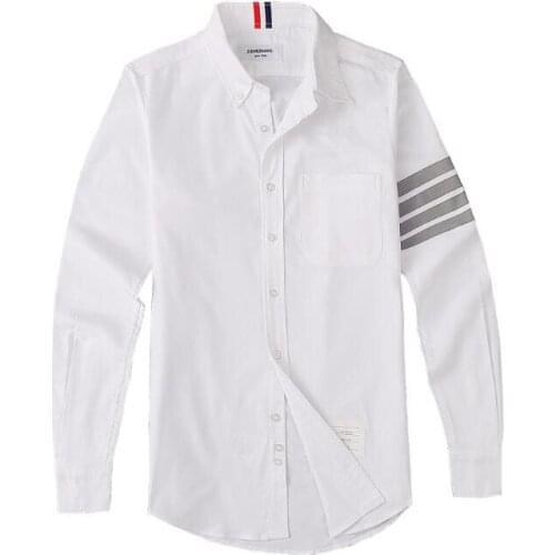 2021 Fashion Brand Shirts Men Slim White Long Sleeve Casual Shirt Turn Down Collar Oxford Fabric Solid Mens Clothing