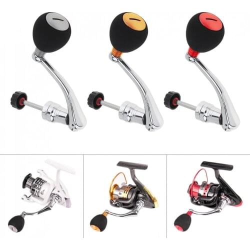 Silver Full Metal Spinning Fishing Reel Replacement Handle Rocker Arm Grip with Comfortable EVA Knob for 4000 5000 Fishing Wheel