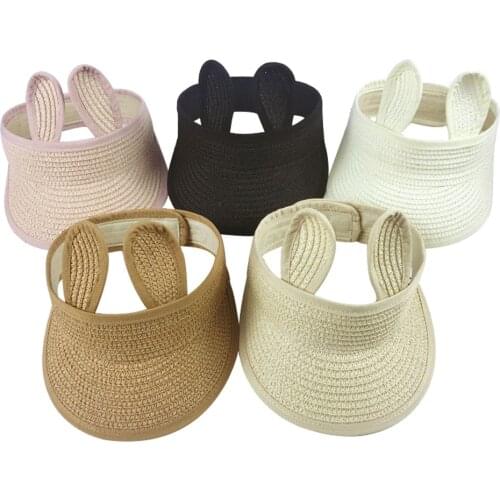 New Bunny Summer Baby Boy Girl Kids Folding Bunny Straw Visor Cap Adjustable Sun Hat Kids Sun Hat for Boys Girls Child Cap 1 PC