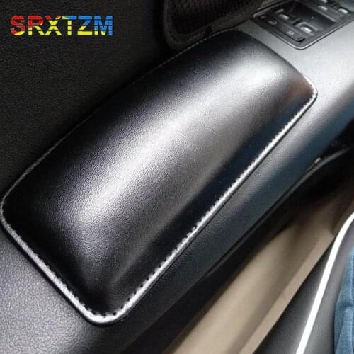 SRXTZM Black Car Leg Pad Knee Support Door Control Soft Leather Breathable Foot Cushion Relieve Fatigue Interior Protect 1pcs